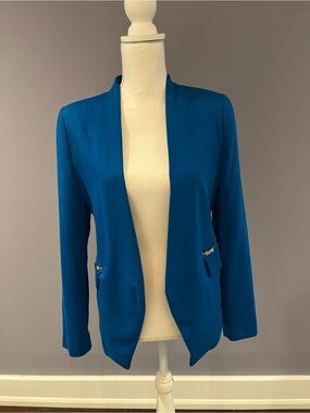 Zara Teal Open-Front Blazer